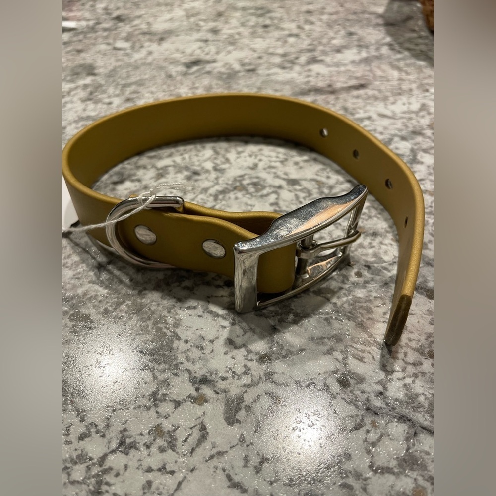 Biothane Olive dog collar with Silver Buckle size 12-15 inch